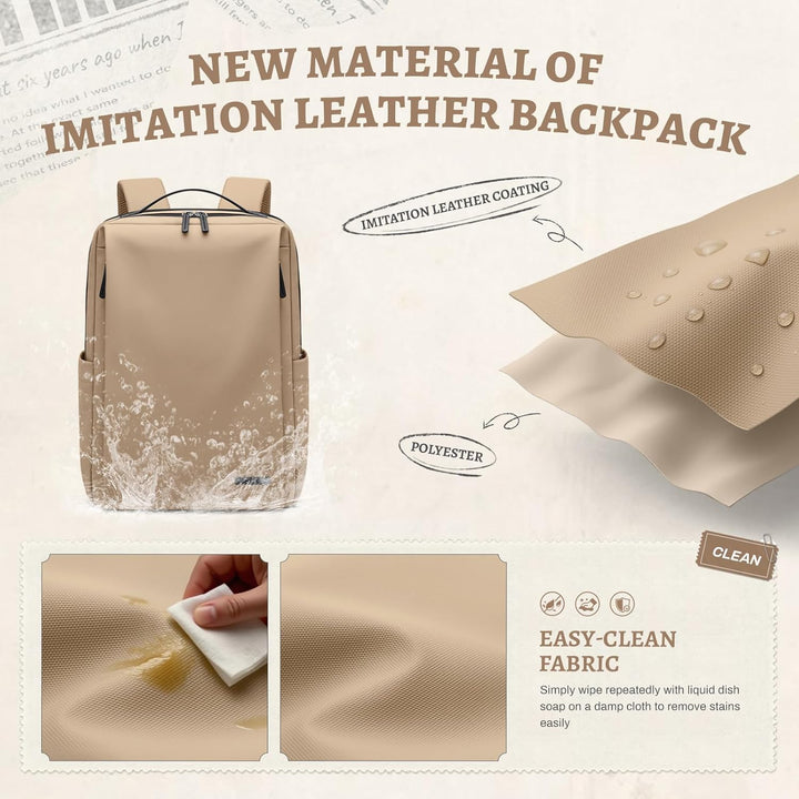 GOLF SUPAGS Kunstleder Rucksack Damen, Stilvoller Laptop Rucksack, Multifunktionaler Tagesrucksack W