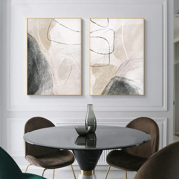 UGZDEA Abstrakt Leinwand Poster 3er Set, Moderne Geometrie Formen Leinwand Bilder Wohnzimmer Schlafz