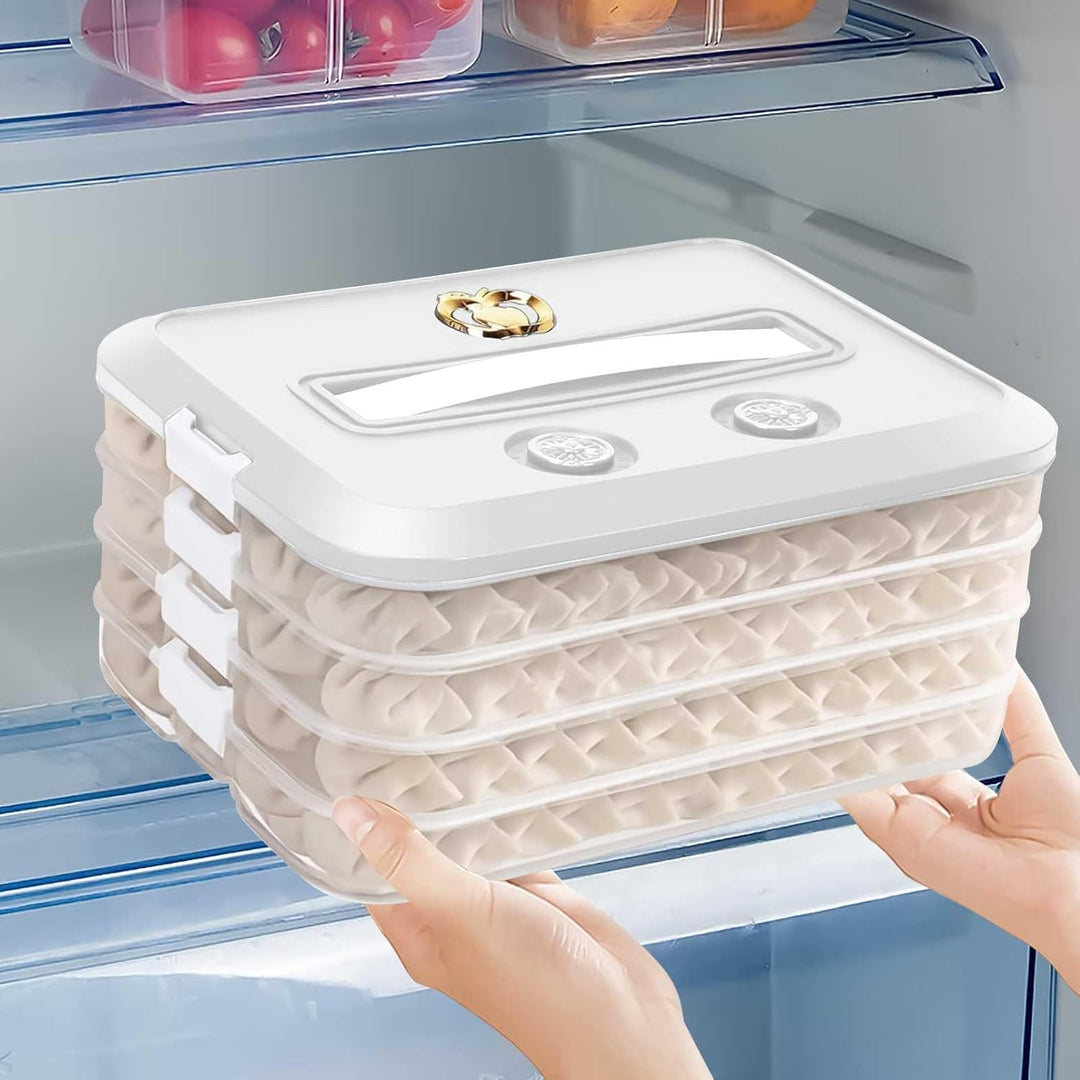 Knödel Aufbewahrungsbox, 4 Lagiger Aufschnittboxen für Kühlschrank Stapelbar Knödel Einfrieren mit D