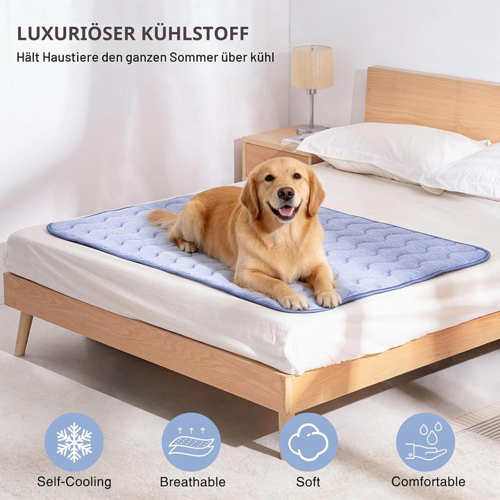 kühlmatte Hunde, doppelseitige Kühlmatte für Haustiere, 100 x 70 cm, Arc-Chill-Kühlfaser &amp; Q-MAX > 0