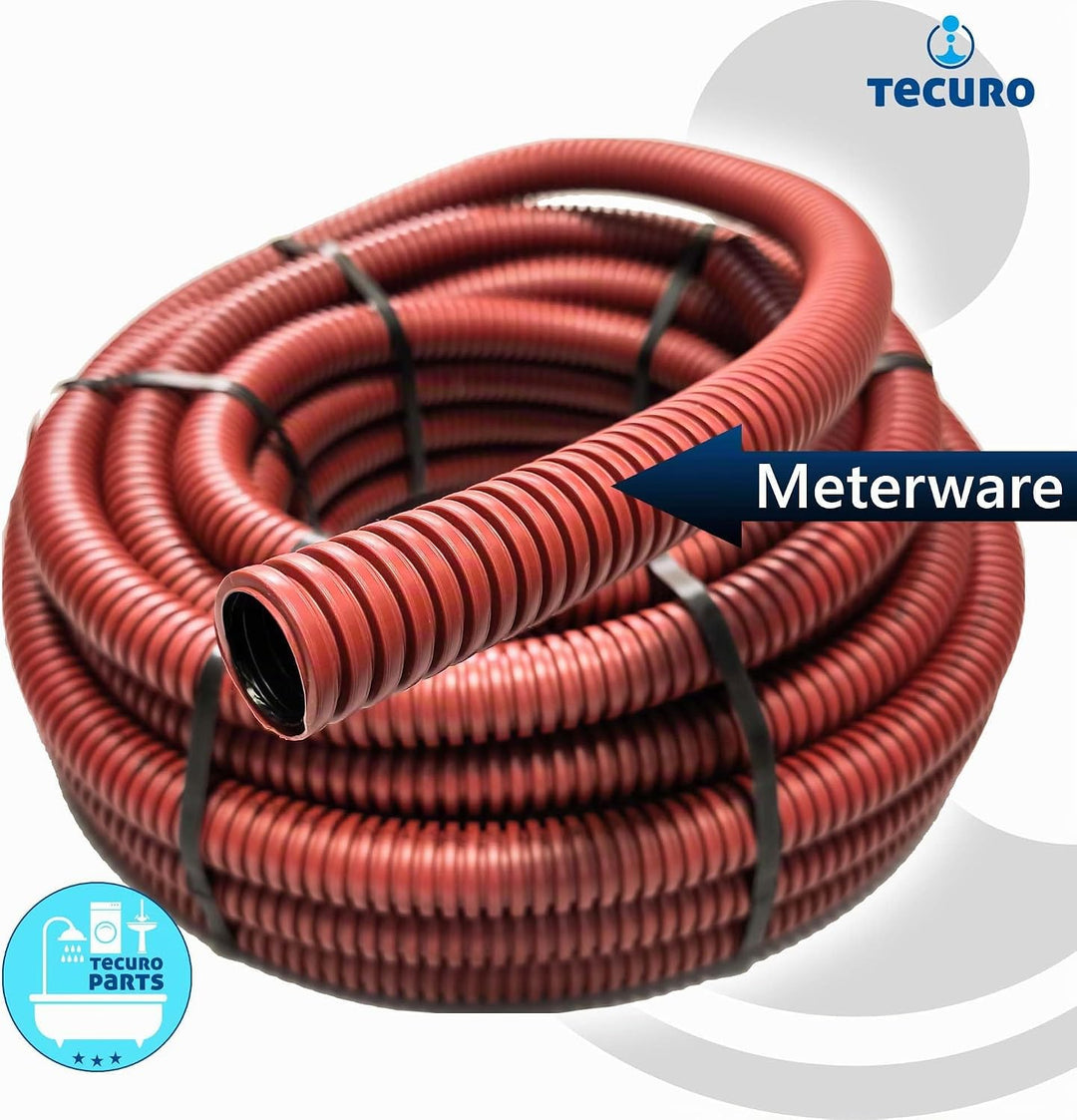 tecuro PE Kabelschutzrohr Ø 40 mm aussen x Ø 30 mm innen - 12 Meter, rot, Erdverlegung gem. DIN EN 5