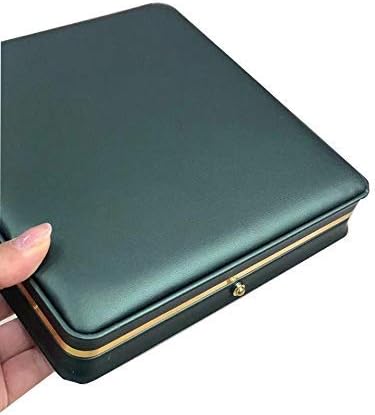 JunningGor Schwarzgrünes Premium-Leder-Schmuckkästchen für Hochzeitsschmuck-Set, Präsentationsbox fü