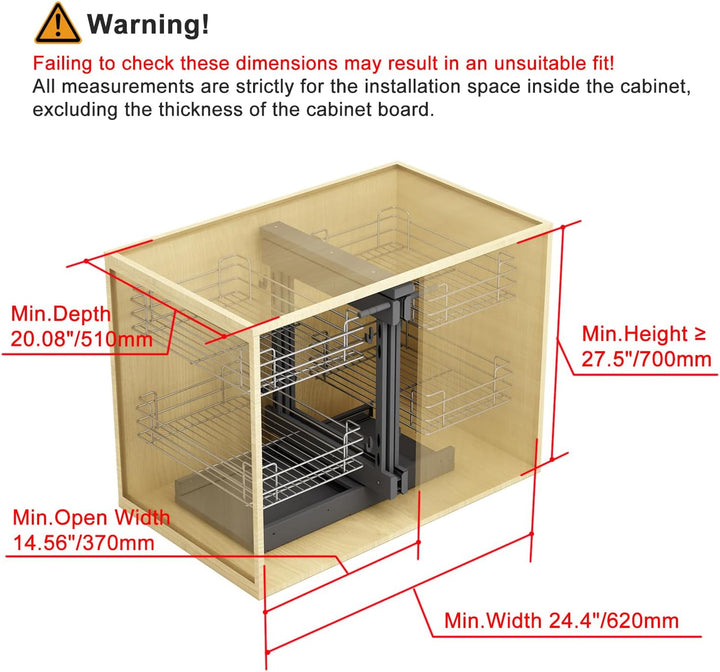 VADANIA Ausziehbarer Küchenschrank Organizer für Blinde Ecken, 800 mm, 2-stöckiger Korb Aufbewahrung