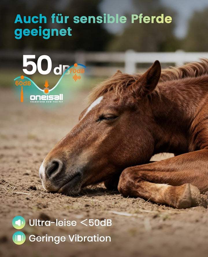 oneisall Kabellose Leise Schermaschine Pferd Hund Langhaar dickes Fell, Hundeschermaschine mit abneh