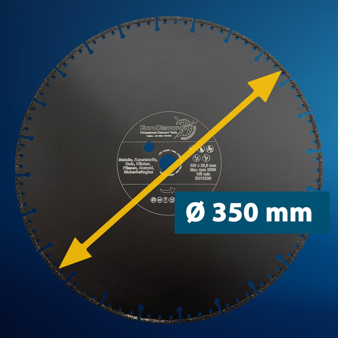 EDW Profi Diamant-Trennscheibe Allesschneider 350mm x 20,0 zum Schneiden von Kunststoff Holz Metall