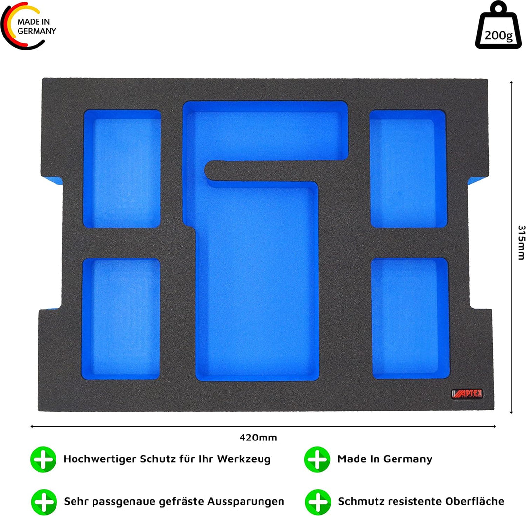 APTEX Schaumeinlage passend für Bosch Ladegerät GAL 18V-40 + 4x Akkus 18V ProCore 5.5Ah, 8.0Ah für B
