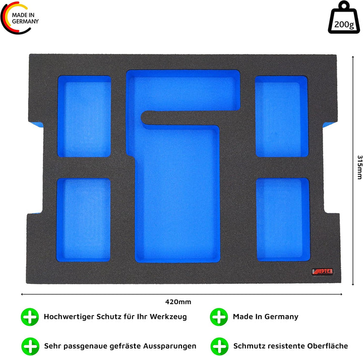 APTEX Schaumeinlage passend für Bosch Ladegerät GAL 18V-40 + 4x Akkus 18V ProCore 5.5Ah, 8.0Ah für B