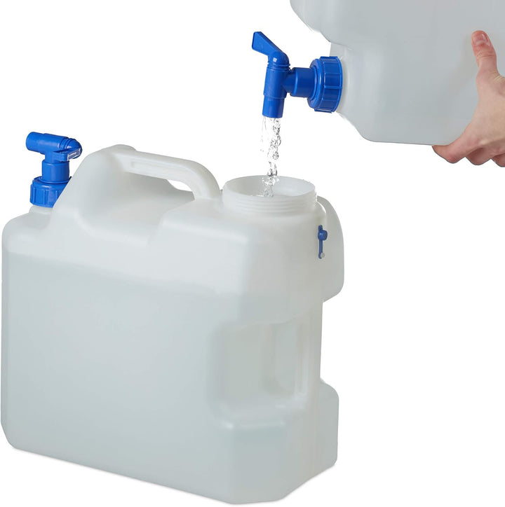 Relaxdays Wasserkanister mit Hahn, Weithals Schraubdeckel, Trinkwasserkanister Camping, 18L, Kunstst