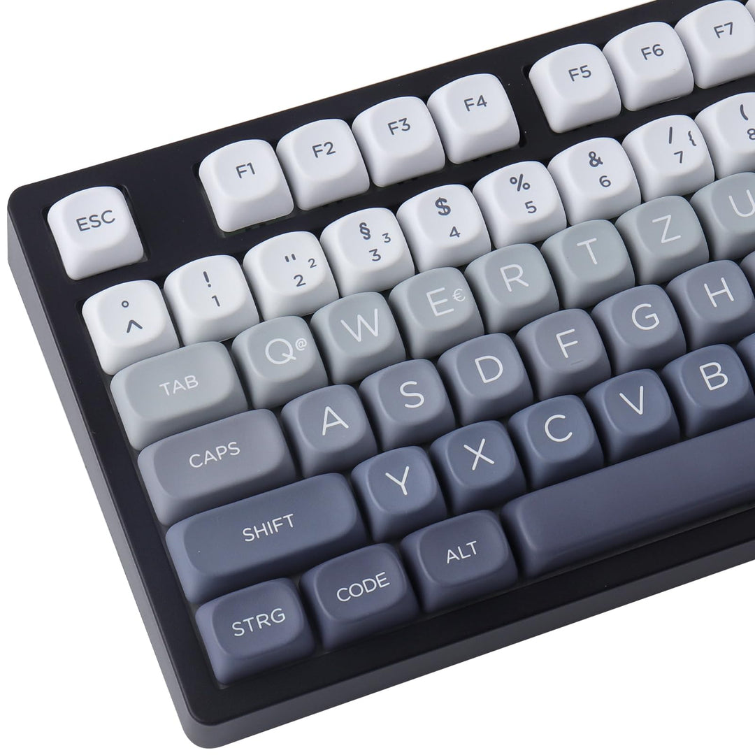 PBT German Keycaps 131 Keys Double Shot MOA Profile Keycap White-Grey Gradient Dye Sub Custom Keycap