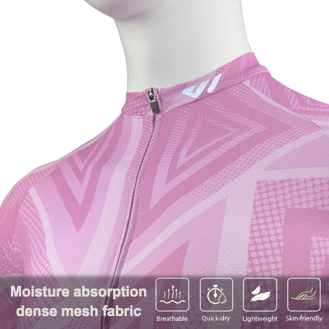 Wulibike Radtrikot Damen Langarm Fahrradtrikot Atmungsaktiv Rennrad Trikot mit 3 Rückentaschen, 2-vi