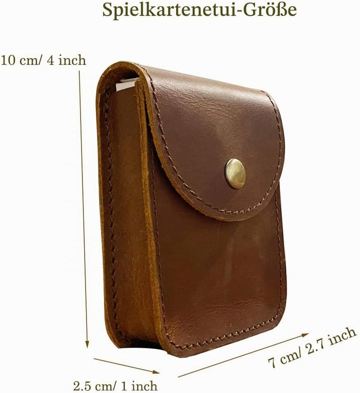 aolaso Spielkartenetui, Echtes Leder Single Deck Card Box/Halter Ledergürteltasche für Männer Mini-G
