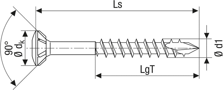 SPAX Fassadenschraube aus Edelstahl rostfrei A2, 5,0 x 90 mm, 100 Stück, T-STAR plus, Linsensenkkopf