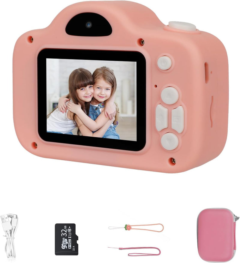 Kinderkamera,HD-Doppelkamera Digitalkameras mit 32GB SD-Karte, 1080P 2,0-Zoll-Bildschirm,Spielzeug K