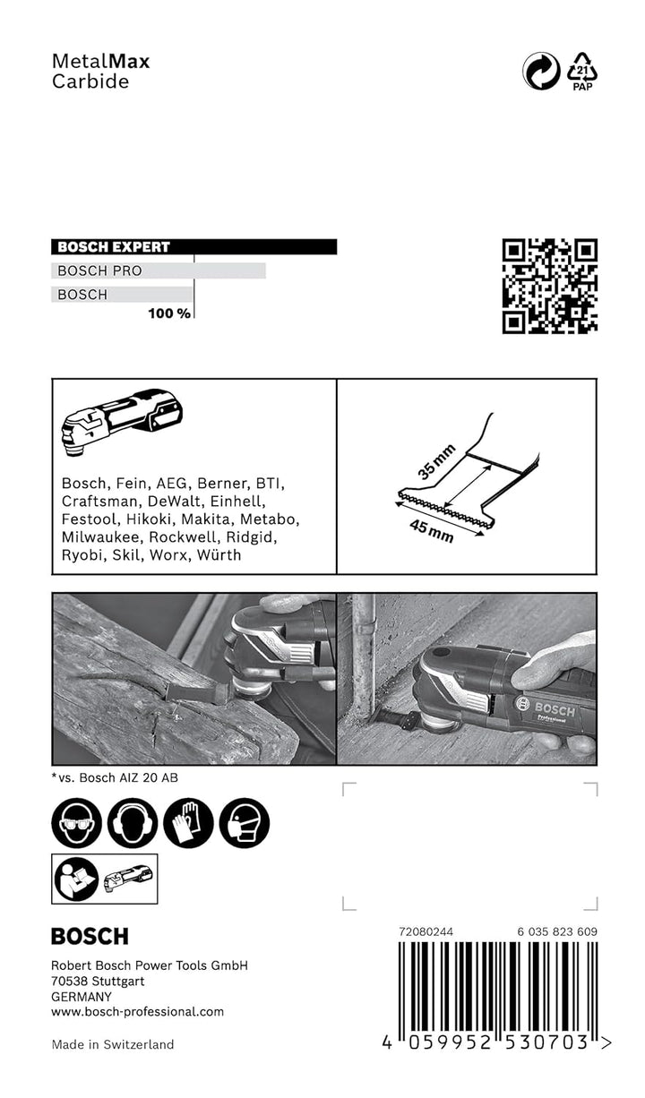 Bosch Professional 1x Sägeblatt Expert MetalMax AIZ 45 AIT (für Stahl, Edelstahl, Breite 45 mm, Zube