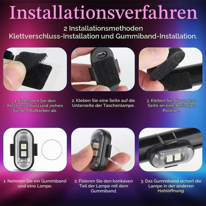 10 Stück Kabellose LED Lichter, 8 Farben Wasserdicht Blitzlicht mit Fernbedienung, USB-Aufladung Ant