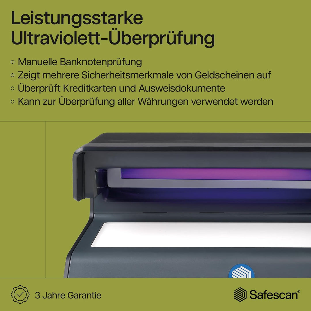 Safescan 70 UV-Falschgeldprüfgerät zur Prüfung von Banknoten, Kreditkarten und Ausweisen - UV-Geldsc