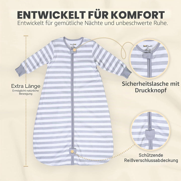 Mama Cheetah Baby Schlafsack mit Ärmeln, 0.5 TOG Bio-Baumwolle Wearable Blanket und Zwei-Wege-Reissv