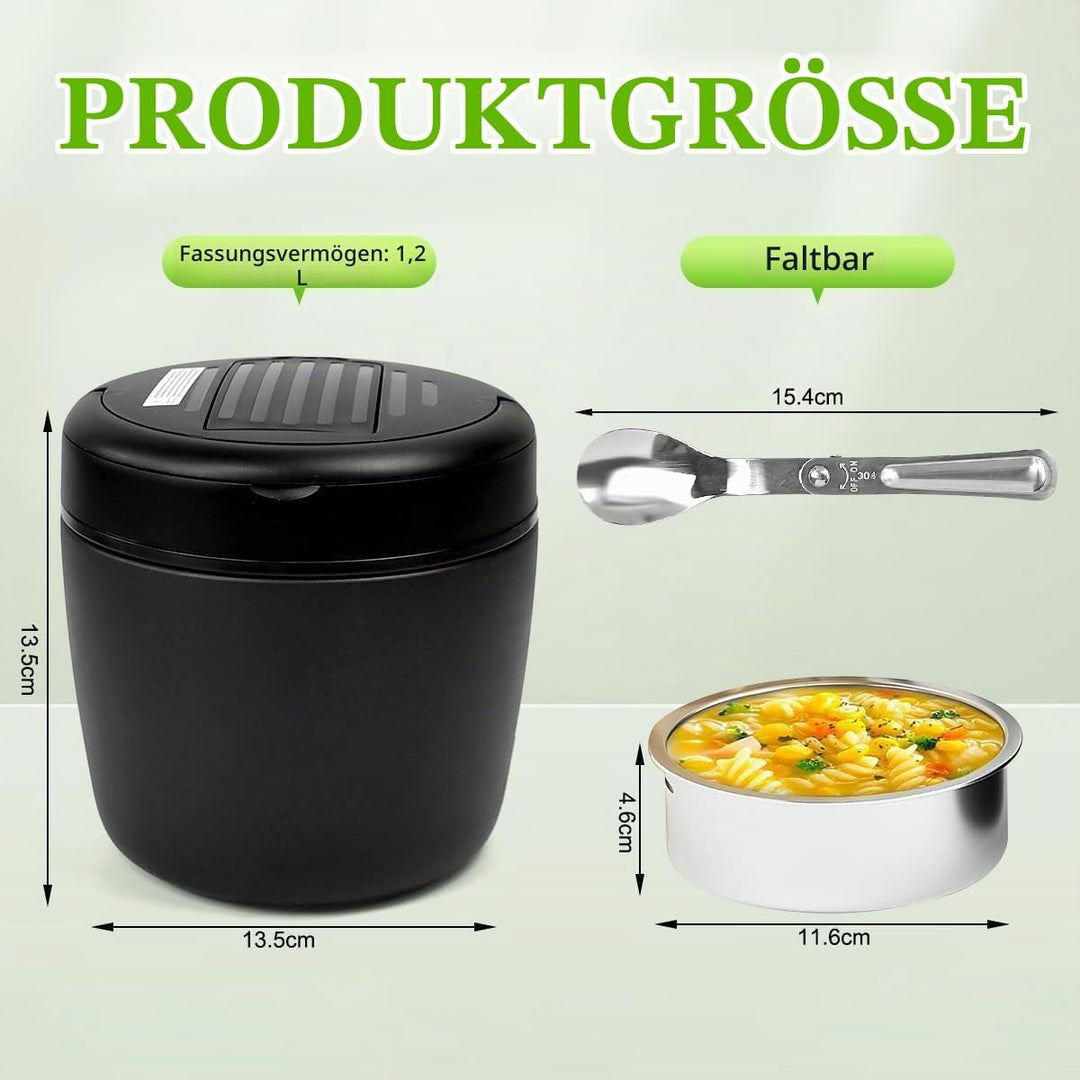 Thermobehälter für Essen 1200ml Warmhaltebehälter Essen to go mit Tasche &amp; Löffel Thermo Speisebehäl