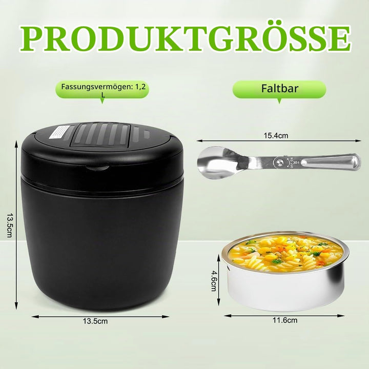 Thermobehälter für Essen 1200ml Warmhaltebehälter Essen to go mit Tasche &amp; Löffel Thermo Speisebehäl