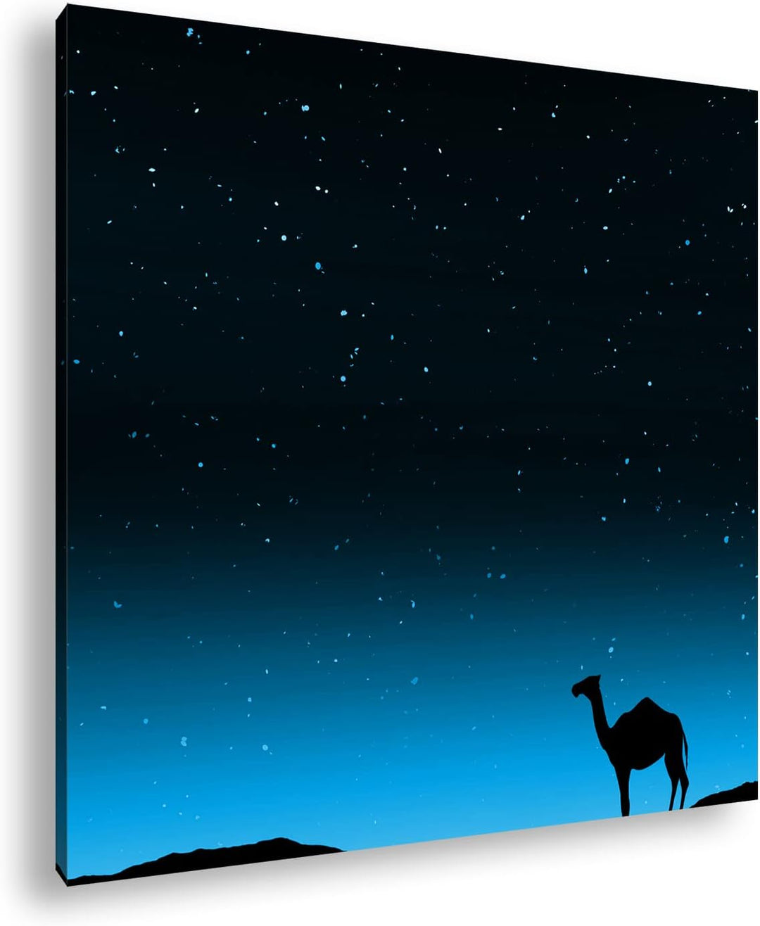 deyoli Illustration Kamel bei Abenddämmerung Format: 70x70 Effekt: Monocrome Blau als Leinwandbild,