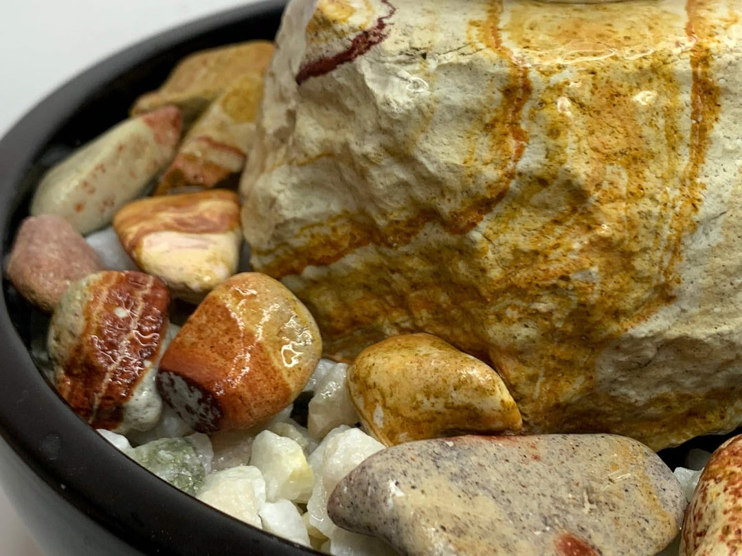 Zimmerbrunnen Kugelbrunnen Wien in Keramikschale d: 22 cm (Schalenfarbe: Schwarz)