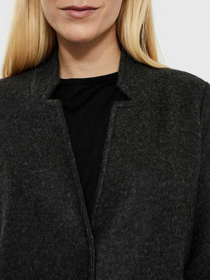 VERO MODA Damen Wollmischungs-Mantel, Darkgrey Melange