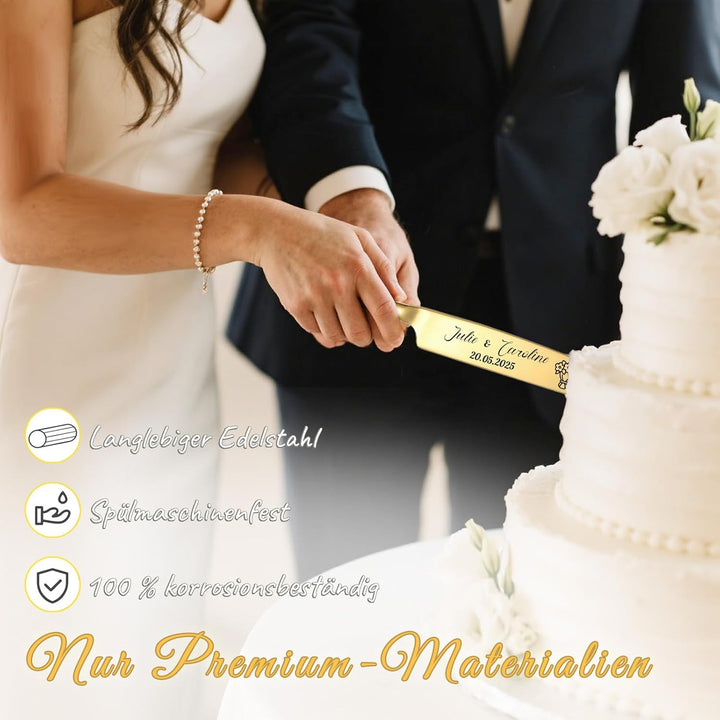 Personalisiertes Tortenmesser & Servierset mit individuellem Namen und Text - Tortenservierset & Hoc