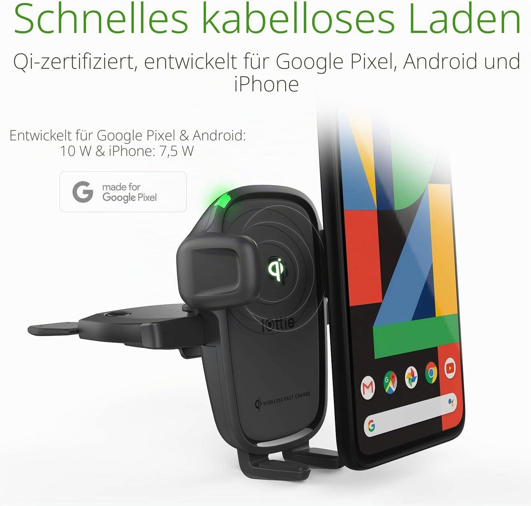 iOttie Easy One Touch Wireless 2Qi-Lade-CD-Steckplatz + Entlüftung für iPhone XS Max R 8 Plus 10 W f