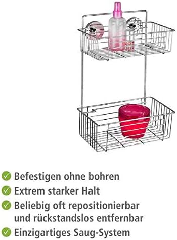 WENKO Vacuum-Loc® Wandregal 2 Etagen Bari, Wandablage zur Montage ohne bohren, Duschablage mit prakt