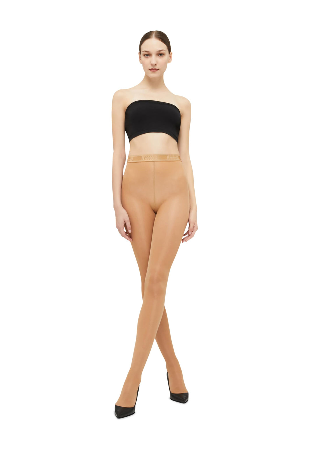 Wolford, Braune halbtransparente Strumpfhose mit revitalisierender Wirkung, Verarbeitung mit exklusi