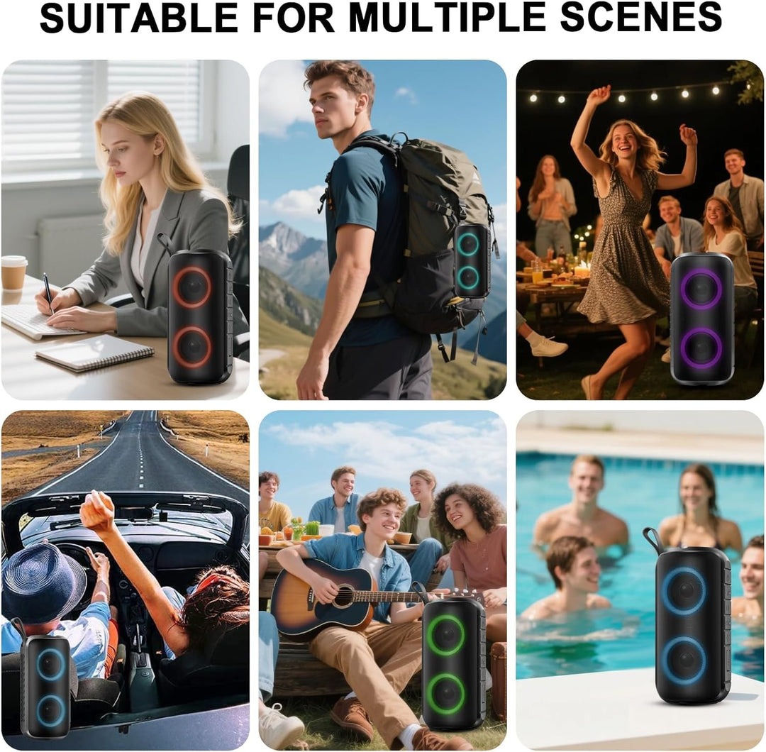 Bluetooth Lautsprecher mit Licht, Neues Blue tooth 5.3 Musikbox Tragbarer Bluetooth Box mit 52mm Dur