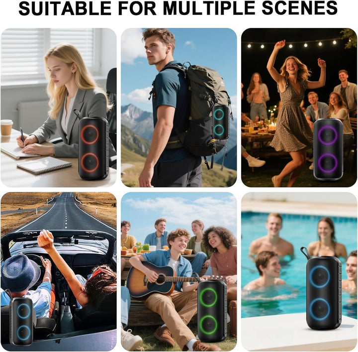 Bluetooth Lautsprecher mit Licht, Neues Blue tooth 5.3 Musikbox Tragbarer Bluetooth Box mit 52mm Dur