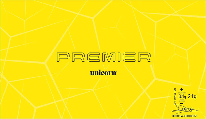 Unicorn Dart Set, Dimitri Van den Bergh, Premier, 90/70% Wolfram, Stahlspitze & Soft Tip, 18g bis 25