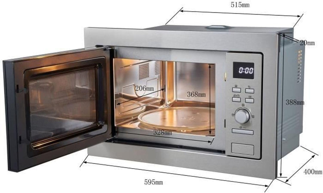 Eingebaute Grillmikrowelle - Continental Edison - CEMO25GE2 - Silber - 25 L - 900 W - Grill 1000 W