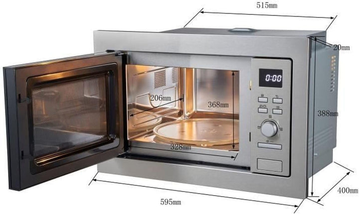 Eingebaute Grillmikrowelle - Continental Edison - CEMO25GE2 - Silber - 25 L - 900 W - Grill 1000 W