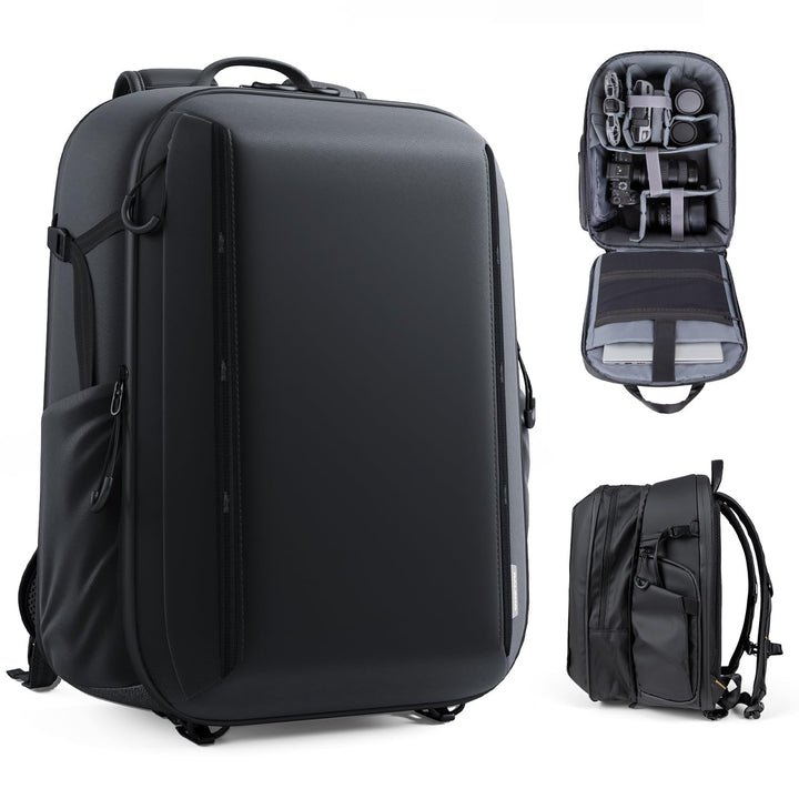 RaLeno Wasserdichter Kamerarucksack,25L+5L(erweiterbares Vorderfach) Fotorucksack, Seitentaschen mit