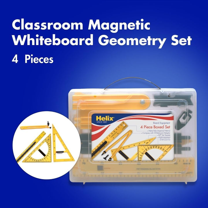Helix Whiteboard-Lineal X24050, magnetisch, 60 cm Set gelb Whiteboard-Set, 4-teilig, Whiteboard-Set,