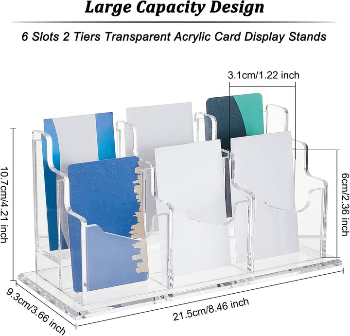OLYCRAFT Visitenkartenhalter Aus Acryl Mit 6 Fächern Und 2 Ebenen Vertikaler Visitenkartenhalter Kla
