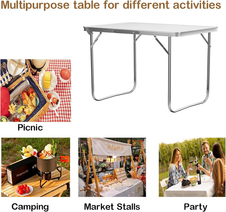 80CM/2.6FT Tragbarer Aluminium Klapptisch Heavy Duty Picknick Kochen Camping Tisch, Mehrzweck Pop-Up