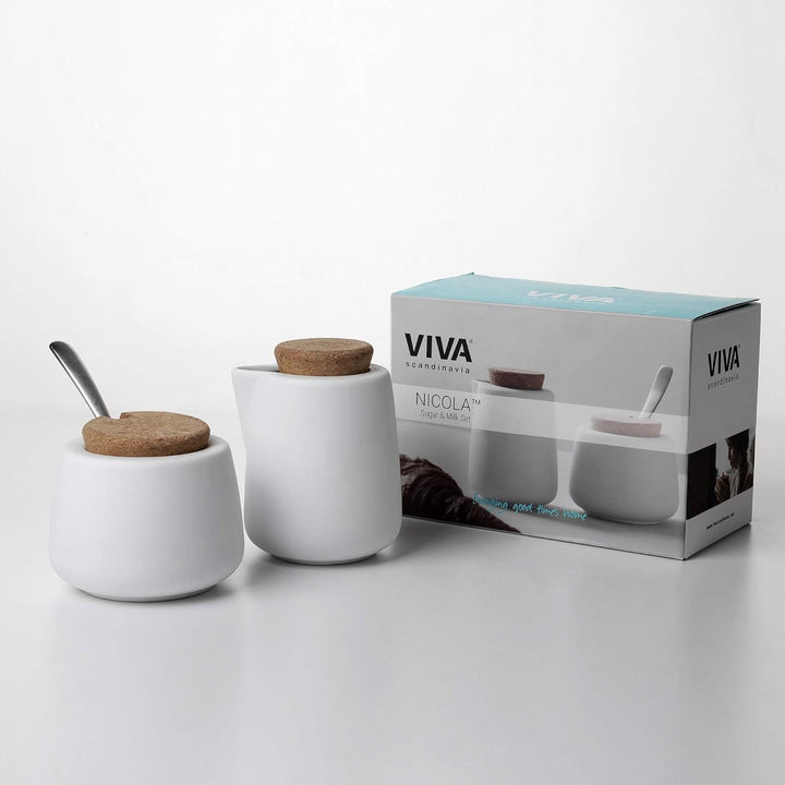 Viva Nicola Zucker- und Milchkännchen-Set, Kaffee- und Tee-Servierset aus Porzellan – Sahnekännchen