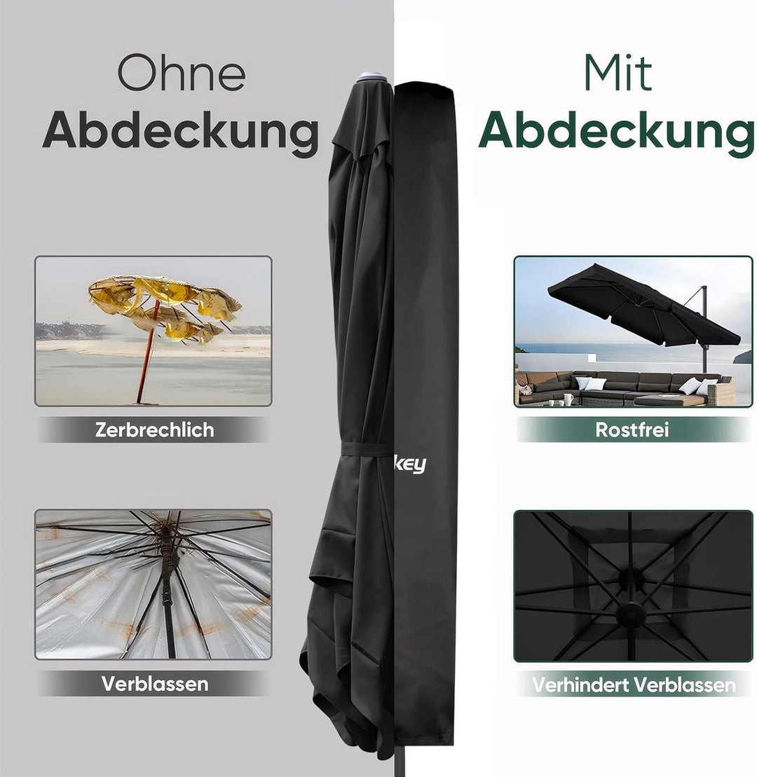 Sekey Schutzhülle für Ampelschirm mit Stab, 280×30/81/46 cm Abdeckhauben für Sonnenschirm, 100% Poly