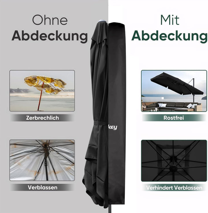 Sekey Schutzhülle für Ampelschirm mit Stab, 280×30/81/46 cm Abdeckhauben für Sonnenschirm, 100% Poly