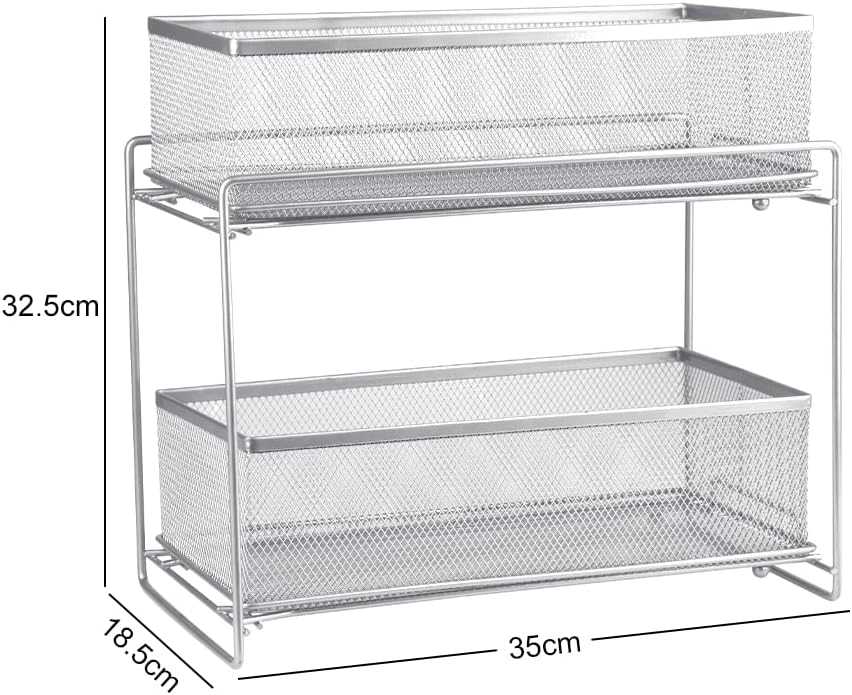 HUOLE 2 Tier Organizer mit Speicher Unter Waschbecken Schiebeschrank Korb herausziehen Snack Organiz