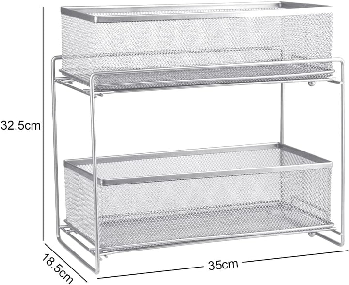 HUOLE 2 Tier Organizer mit Speicher Unter Waschbecken Schiebeschrank Korb herausziehen Snack Organiz