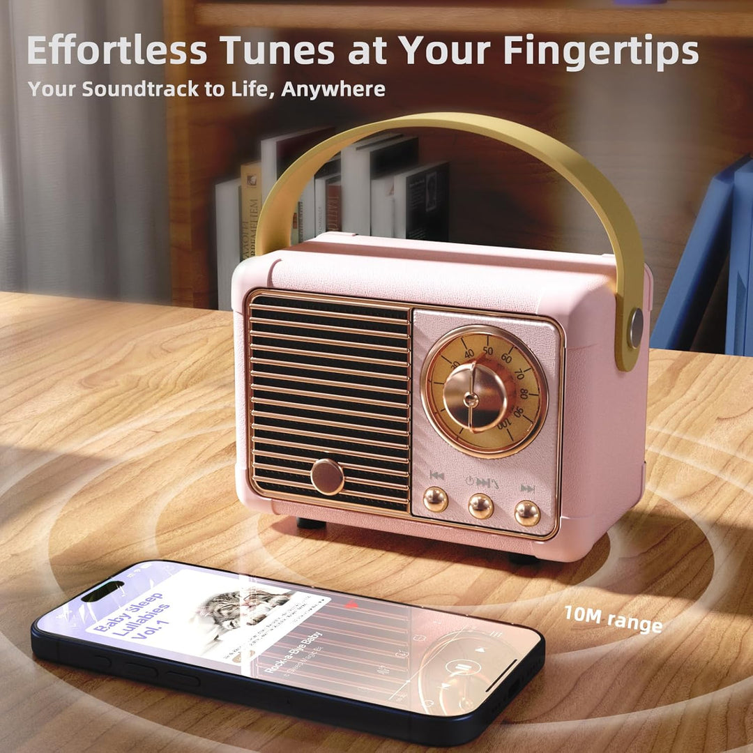 Bluetooth Lautsprecher Klein Retro Tragbarer Party-Lautsprecher für drinnen und draussen Kawaii Deko