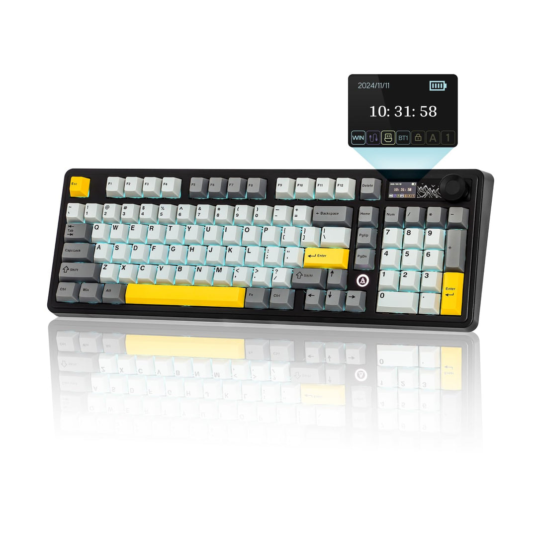 MechLands AJAZZ AK980 98% Mechanische Tastatur, BT5.0/USB-C/2.4GHz Wireless Gaming Tastatur, Hot Swa