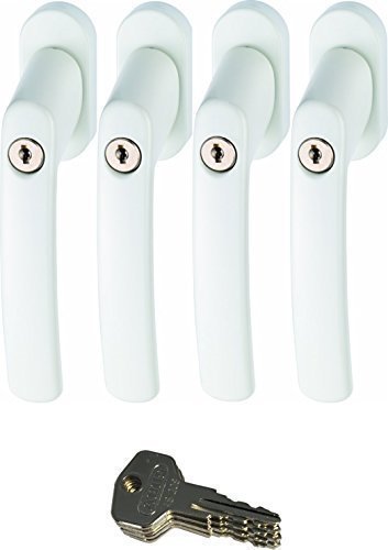 ABUS 442599 FG200 W SB abschliessbarer Fenstergriff, weiss im Set 4 Stück