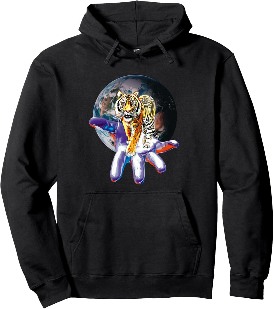 Tiger Motiv Raubkatzen Dschungel Katzen Krallen Zähne Tiger Pullover Hoodie