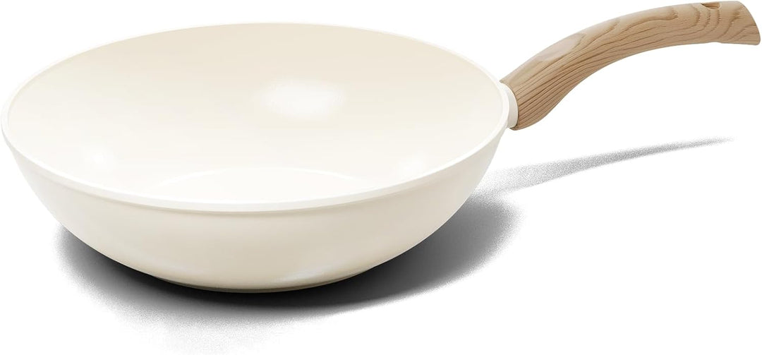 Cook & Pan - Go Ivory Wokpfanne 30 cm-Induktionsgeeignet-PFAS frei Keramik-Beschichtung -Antihaft- w