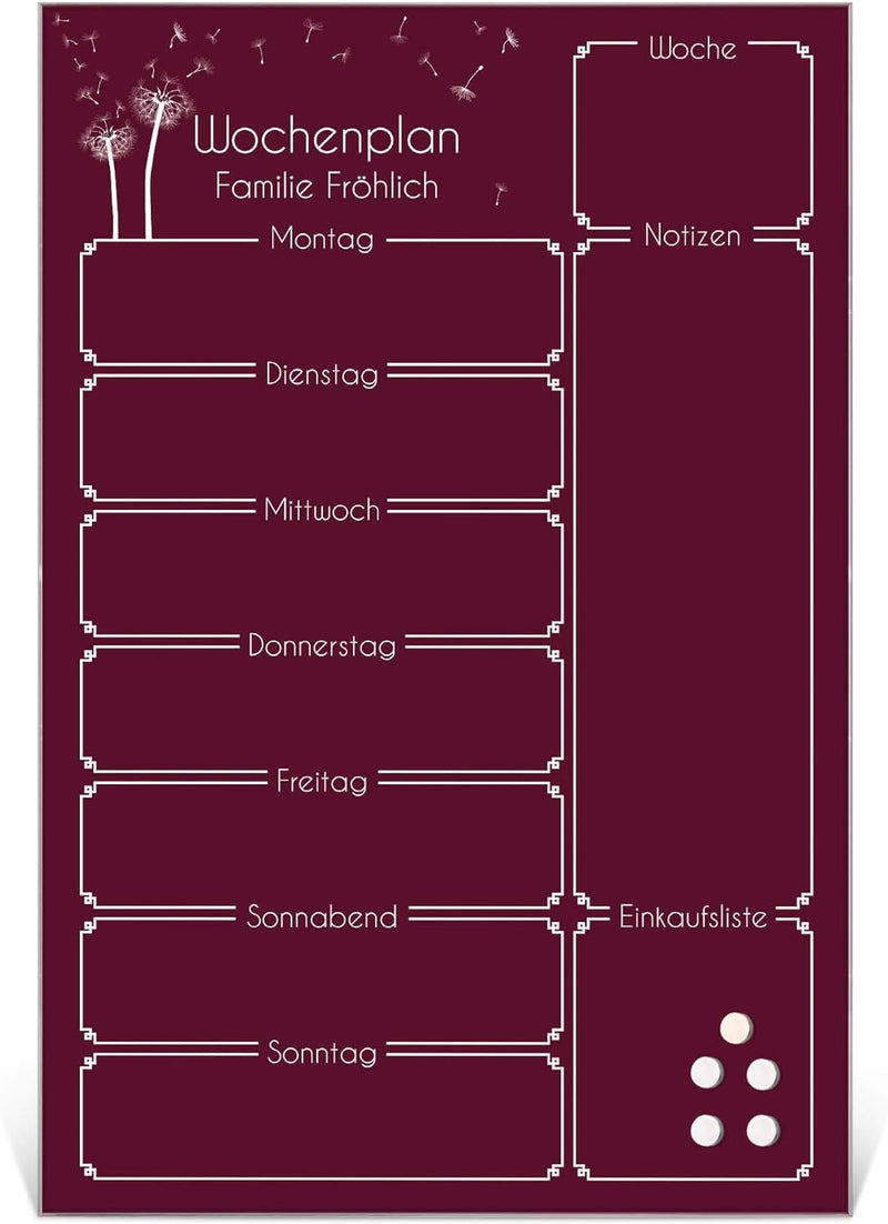 BANJADO Kalender beschreibbar aus Glas | Familienkalender 60cm x 40cm gross | Planer abwischbar mit